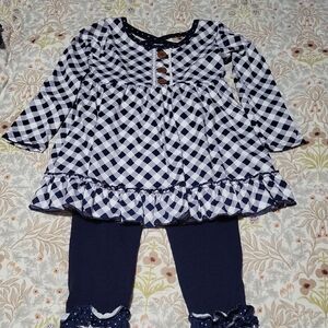Navy and White Checkered Kids Matching Set
